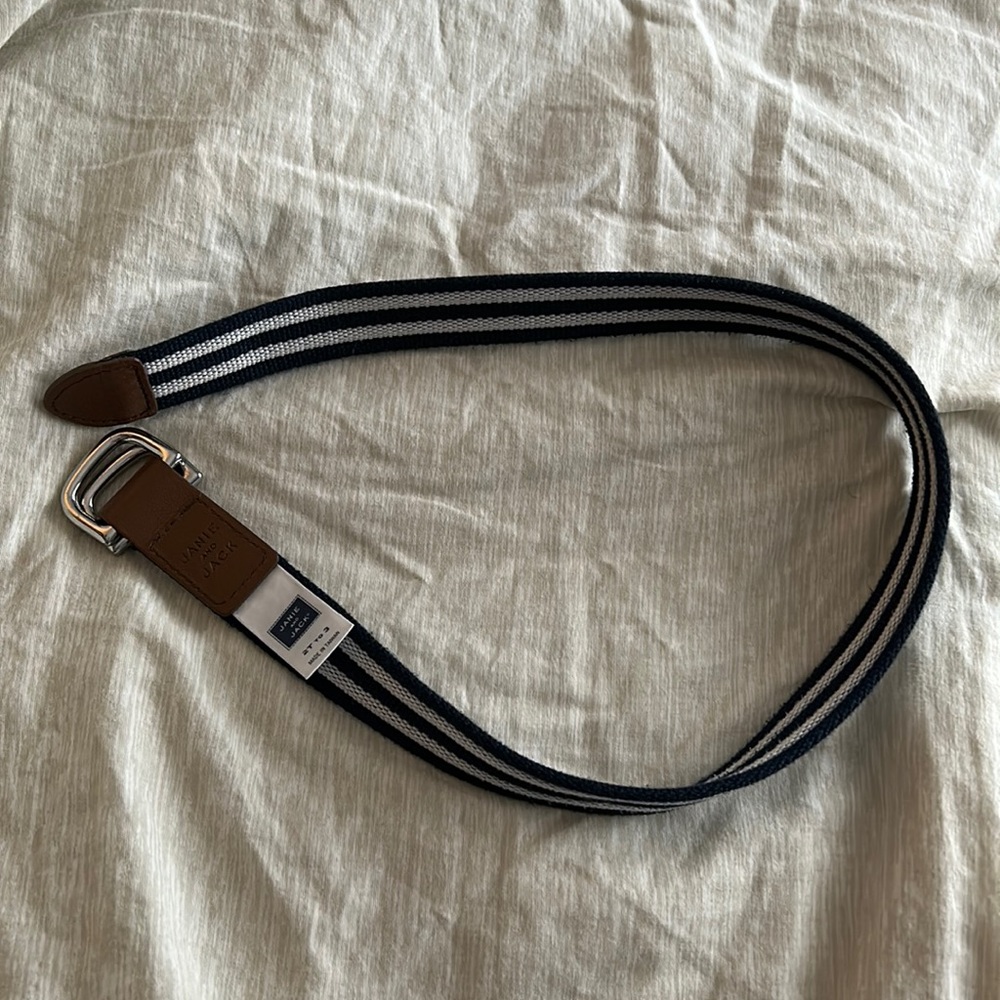 Janie and Jack navy and white striped belt size 2T to 3